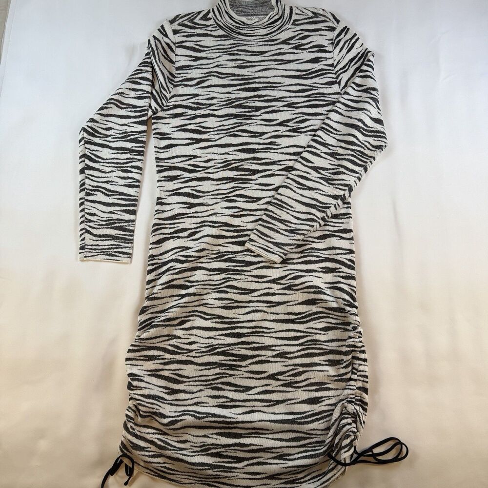 Bold Elements Womens Sweater Dress Zebra Print Long Sleeve Cutout Back Sz XL NWT
